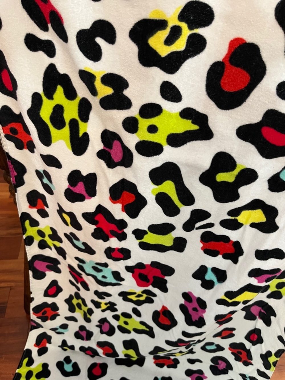Colorful Neon Leopard Print Beach Towel. - Picture 3 of 9